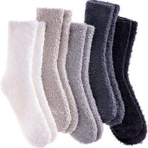5/6 Pairs Womens Super Soft Fuzzy Plush Warm Winter Home Sleeping Slipper Socks